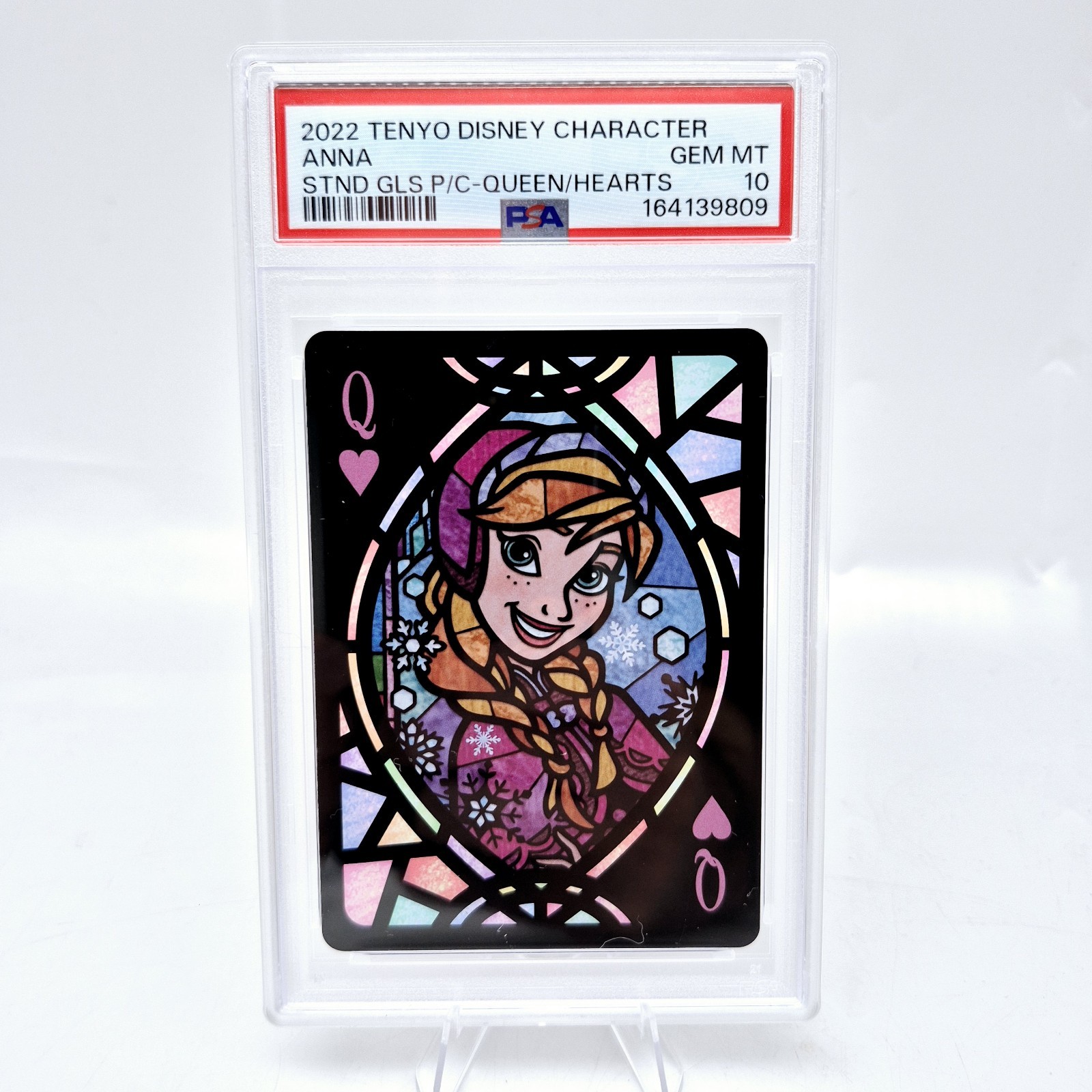 2022 Tenyo Disney Anna Regina Q di Cuori PSA 10 carte da gioco vetro colorato