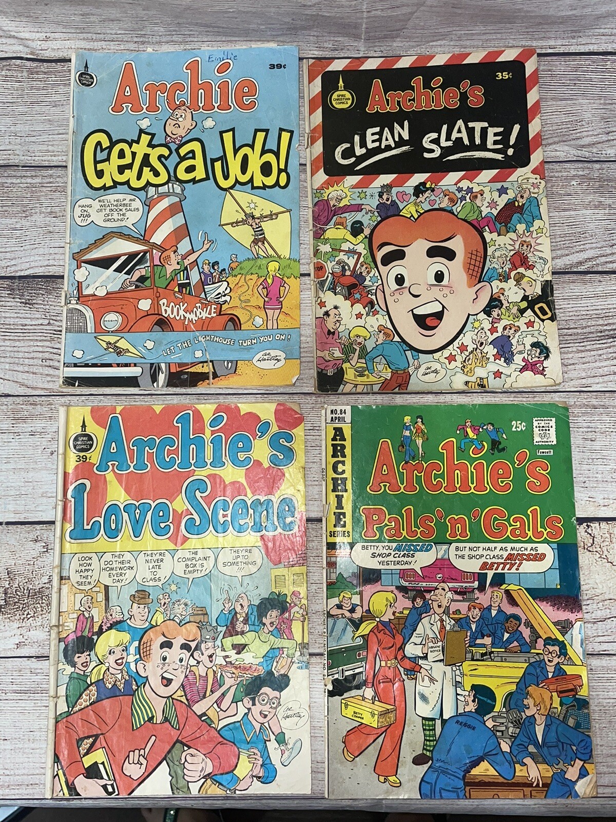 Archie's Comics LOTTO 4 Guglia 39 e 25 Cent Pals N Gals ottiene un lavoro scena d'amore pulita