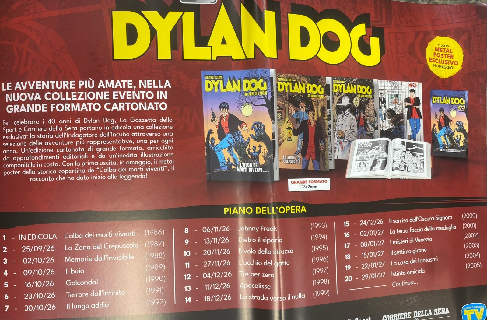 EDICOLA DYLAN DOG 40 Anni Di Paura Vol1 + METAL Poster