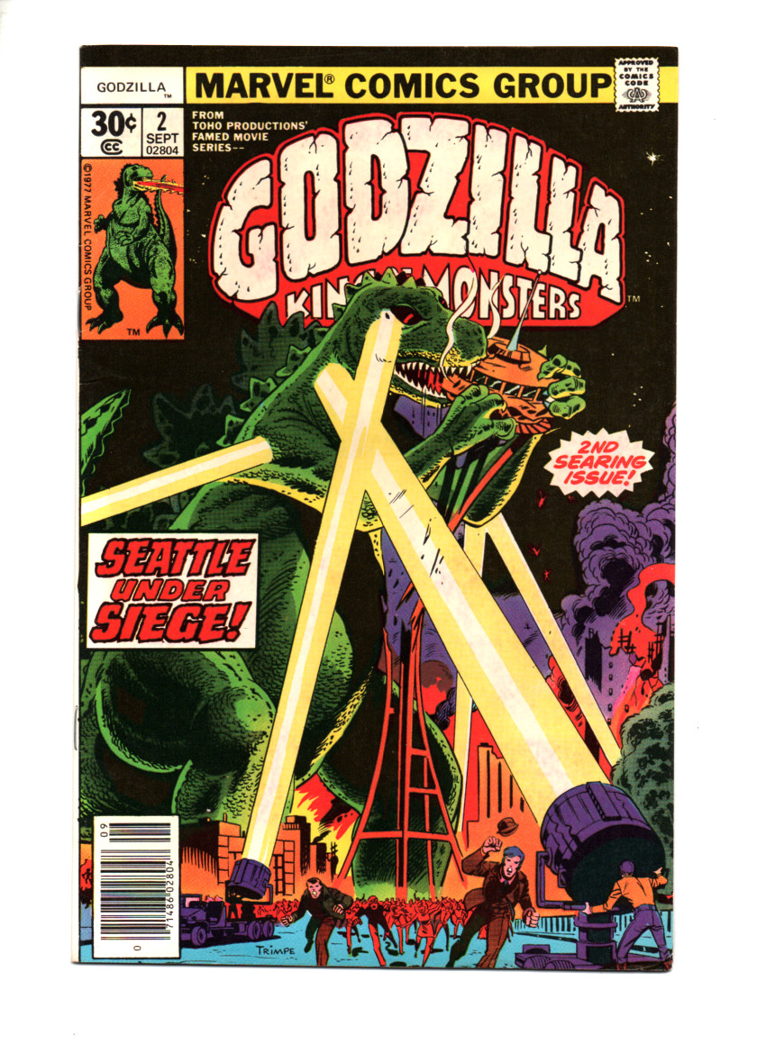 GODZILLA #2 VF- 7,5 DOUG MOENCH/HERB TRIMPE SHIELD. GODZILLA SQUAD APP