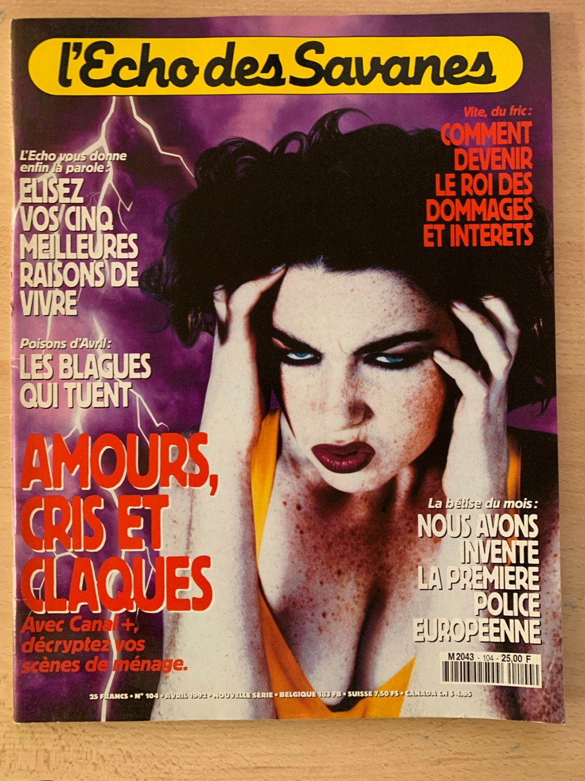 B.D Magazine "L'Echo des Savanes" n°104 de 4/1992; Amours, cris et claques
