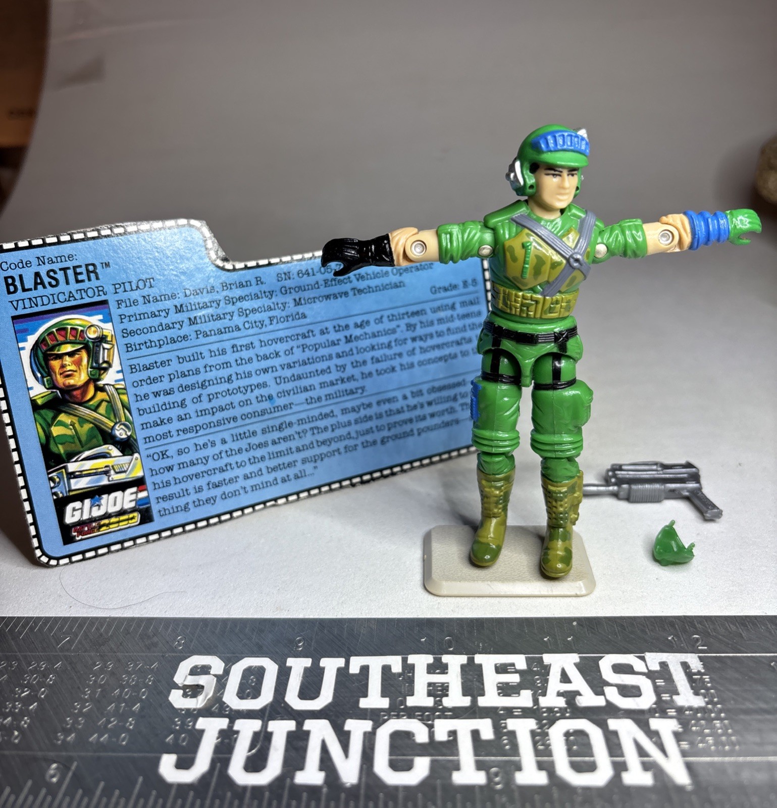 G.I. 1987 JOE BLASTER v1 con TUTTI gli accessori e scheda file COMPLETO