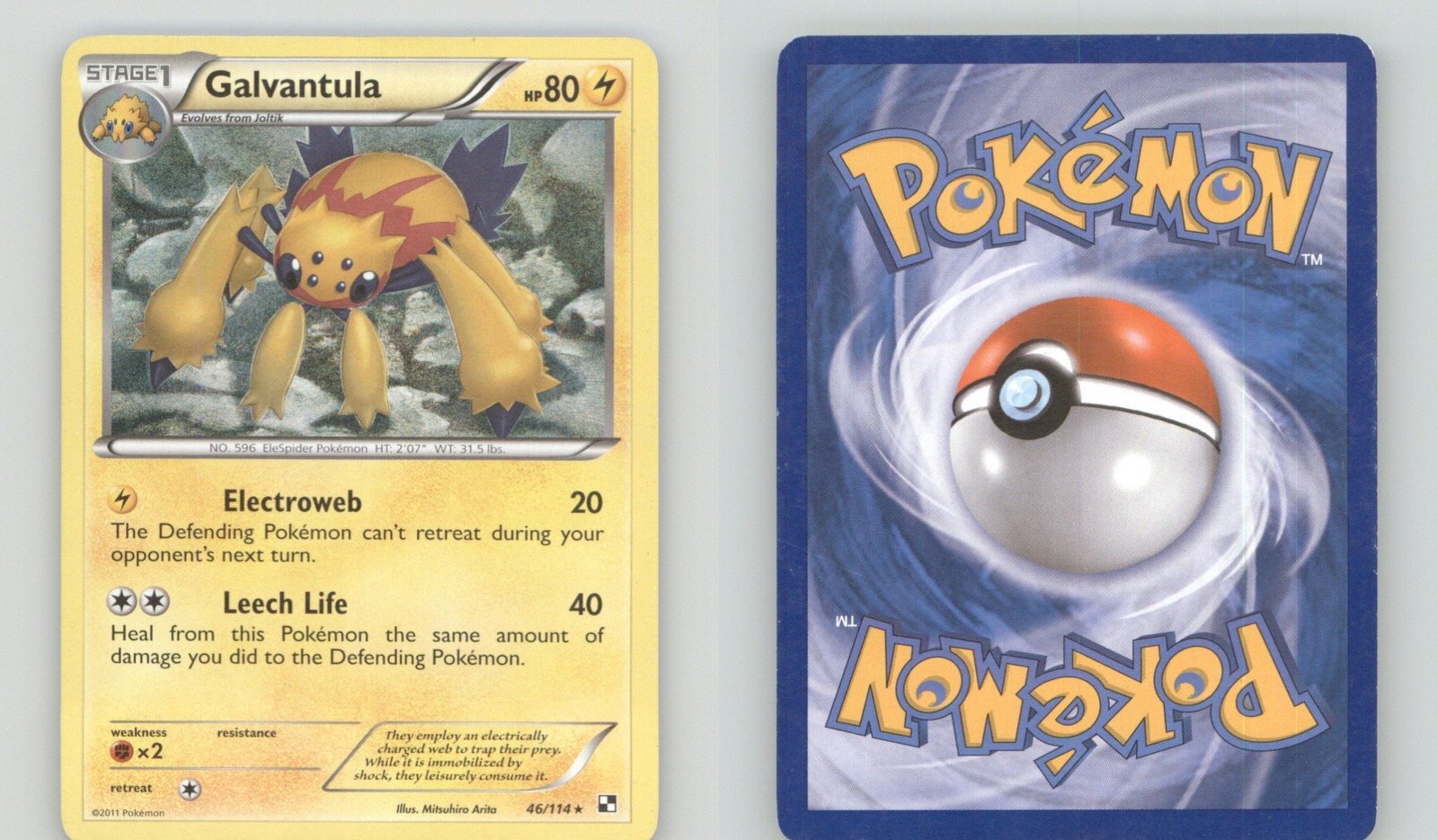 Galvantula 46/114 Pokemon raro bianco e nero leggermente giocato