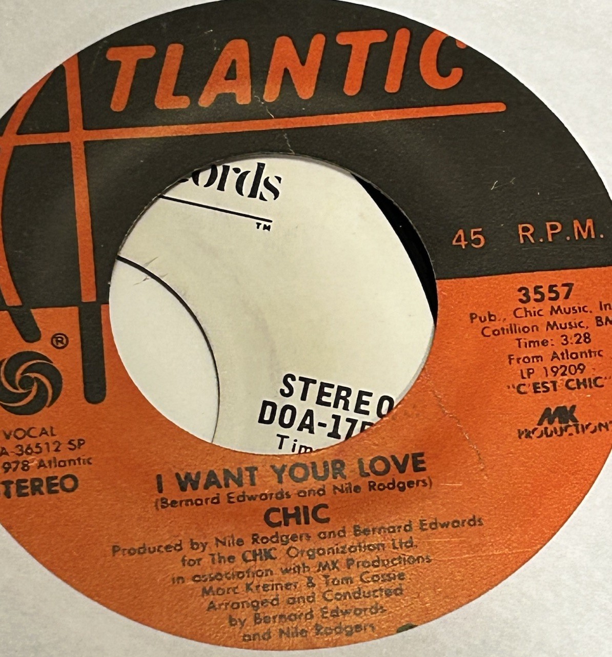 Chic I Want Your Love / Funny Bone 7" 45RPM Vinyl Record  231C10