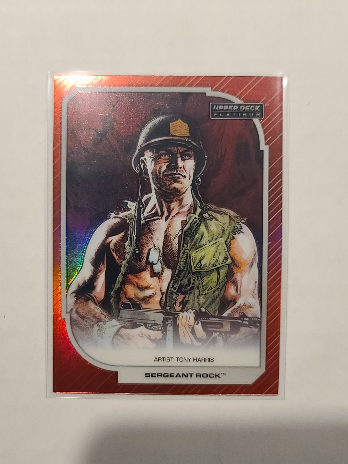 2026 Upper Deck Platino DC Sergeant Rock #86 Rosso Arcobaleno Parallelo
