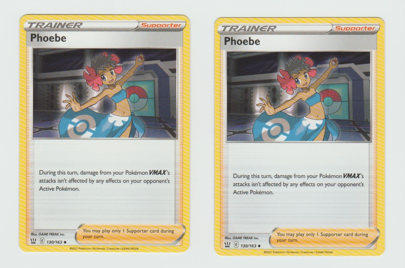 2x Pokemon TCG Phoebe SWSH: Set Stili di Battaglia 130/163 Regolare Non Comune