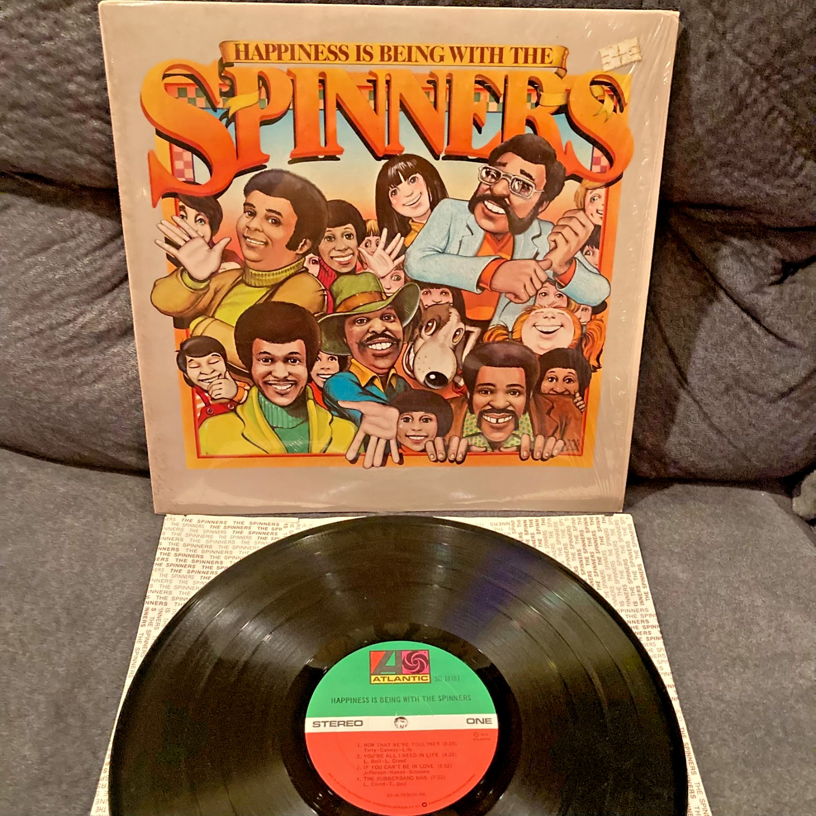 Spinners Happiness Is Being With The Spinners EX vinyl LP open shrink CLEANED