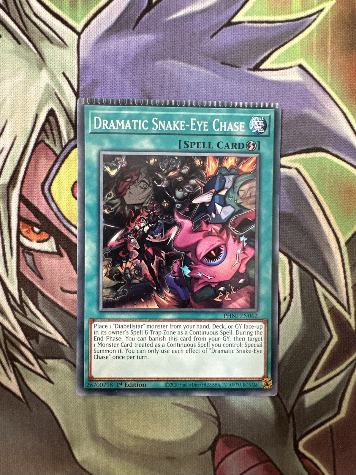 PHNI-EN062 Dramatic Snake-Eye Chase CRIMPED 1st Edition Near Mint Yugioh Card