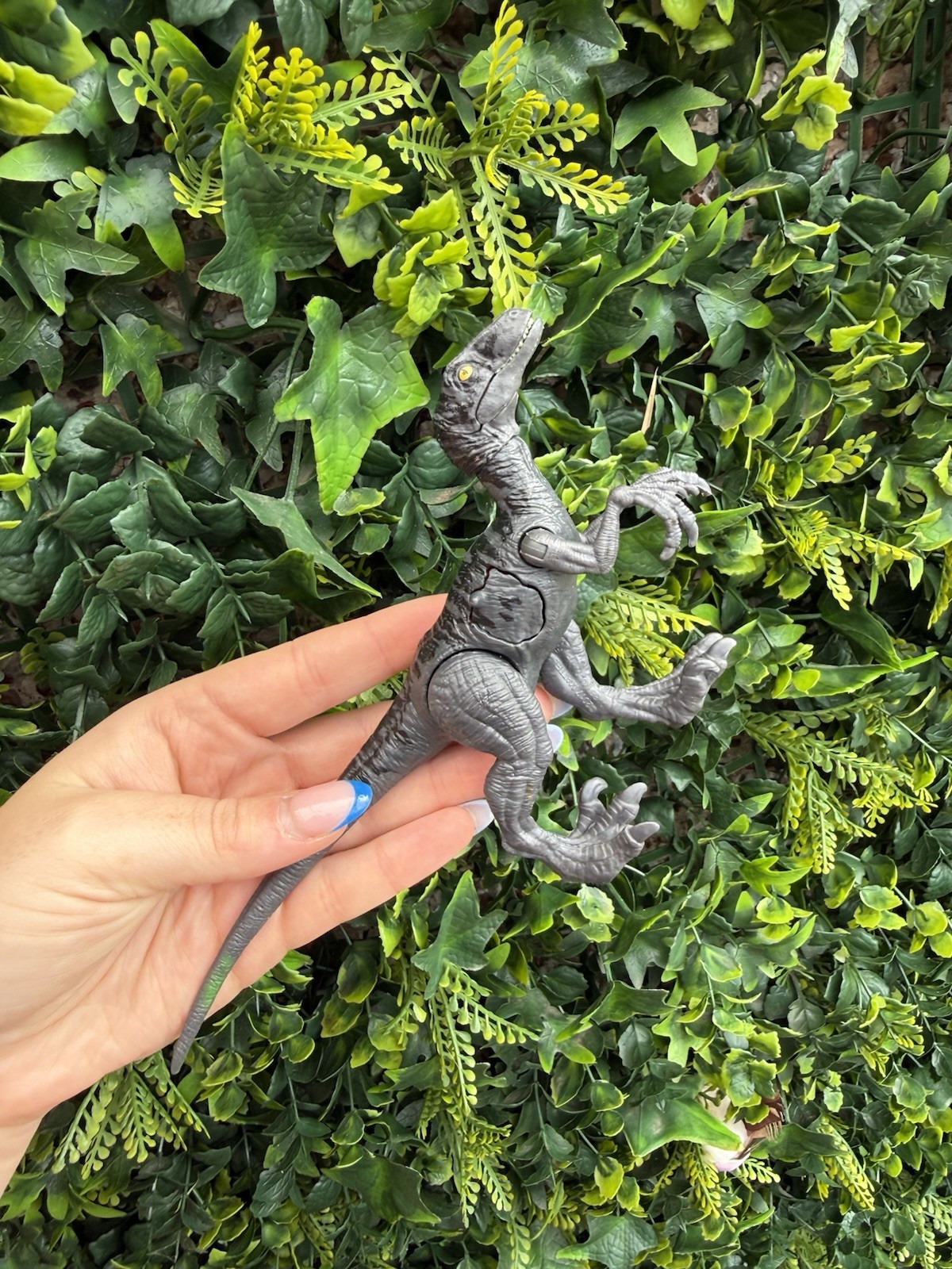 Jurassic World Battle Damage Velociraptor Dark Grey Action Figure by Mattel