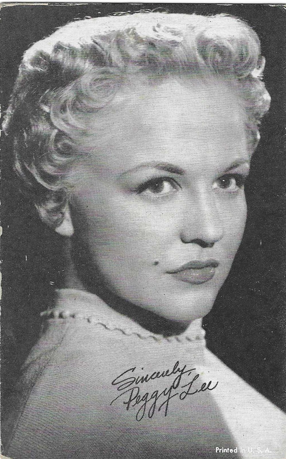 EXHIBIT CO. ARCADE VOCALISTS CARD ANNI 50 PEGGY LEE!! RARA, CARTA POPOLARE!!
