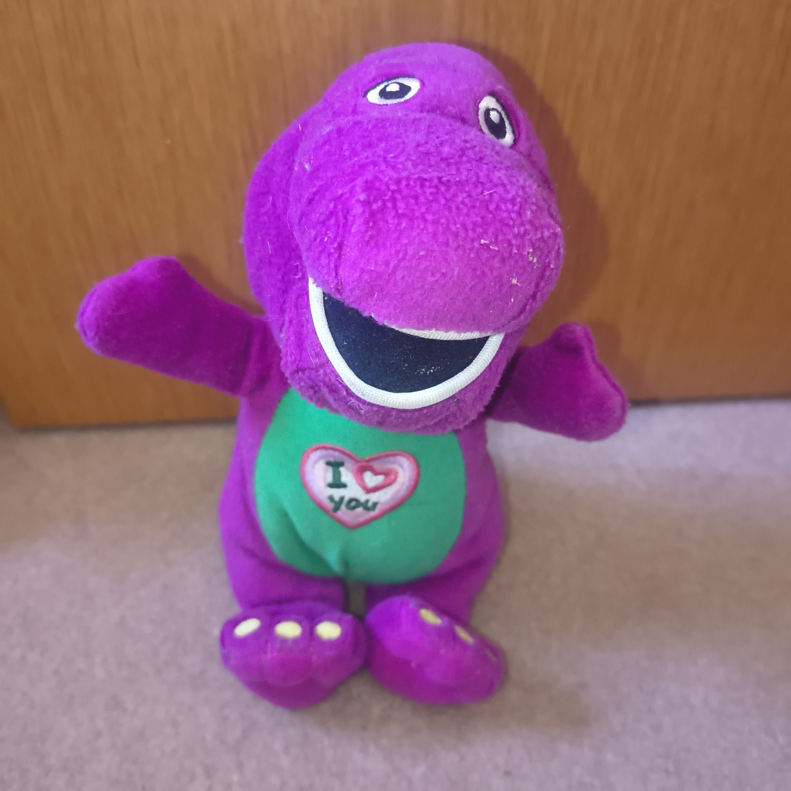 Peluche Barney I Love You Talking Soft Toy 2007 Lyons viola dinosauro funzionante