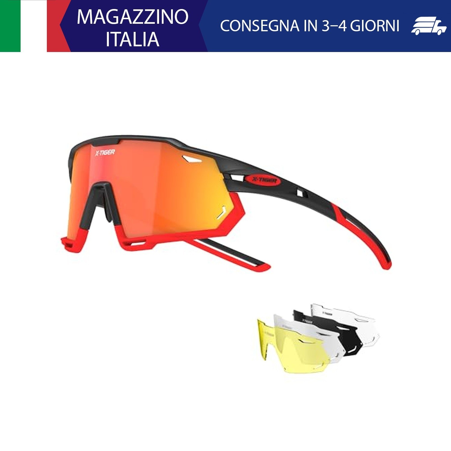 X-TIGER Occhiali Da Ciclismo Con 5 Lenti Occhiali Bici MTB Intercambiabili per C