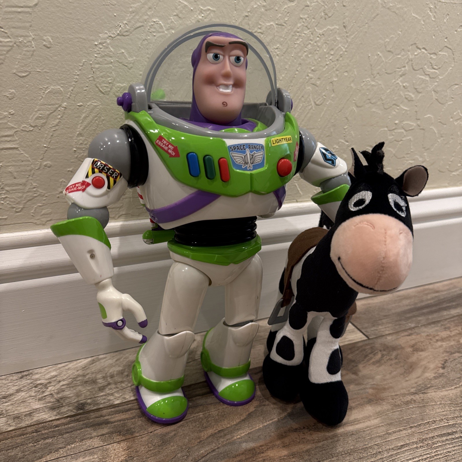 Modellino Vintage 1995 Thinkway Toy Story Talking Lights 12" Buzz Lightyear Bullsey
