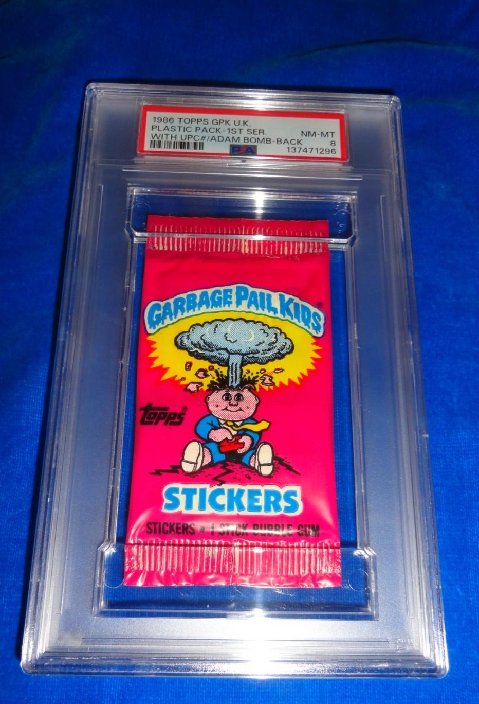 1986 Topps UK Garbage Pail Kids 1st Series w/ Adam Bomb Back PSA 8 NM-MT POP 3/