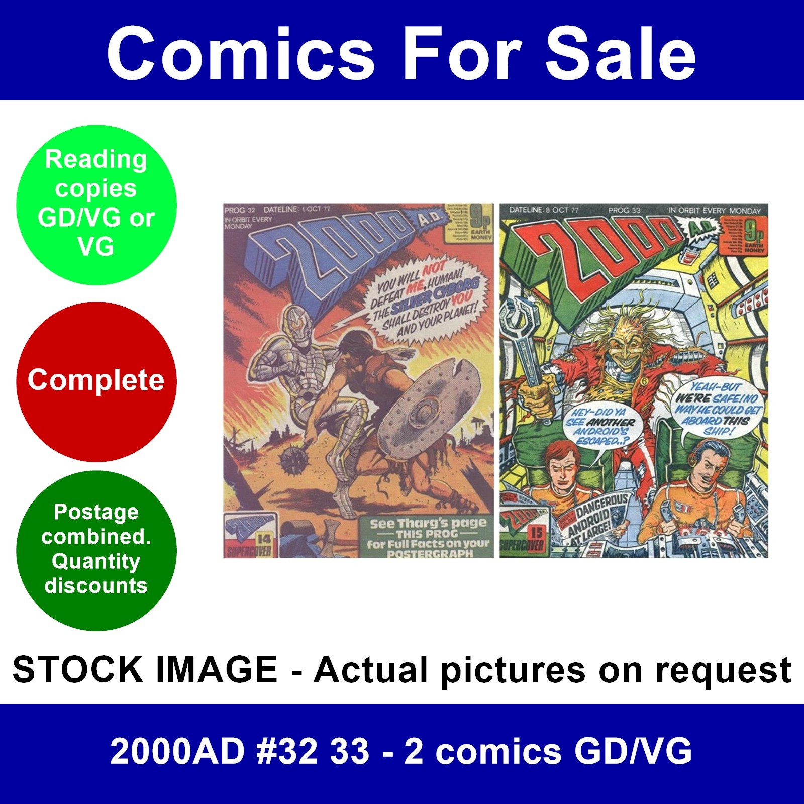 2000AD #32 33 - 2 comics GD/VG