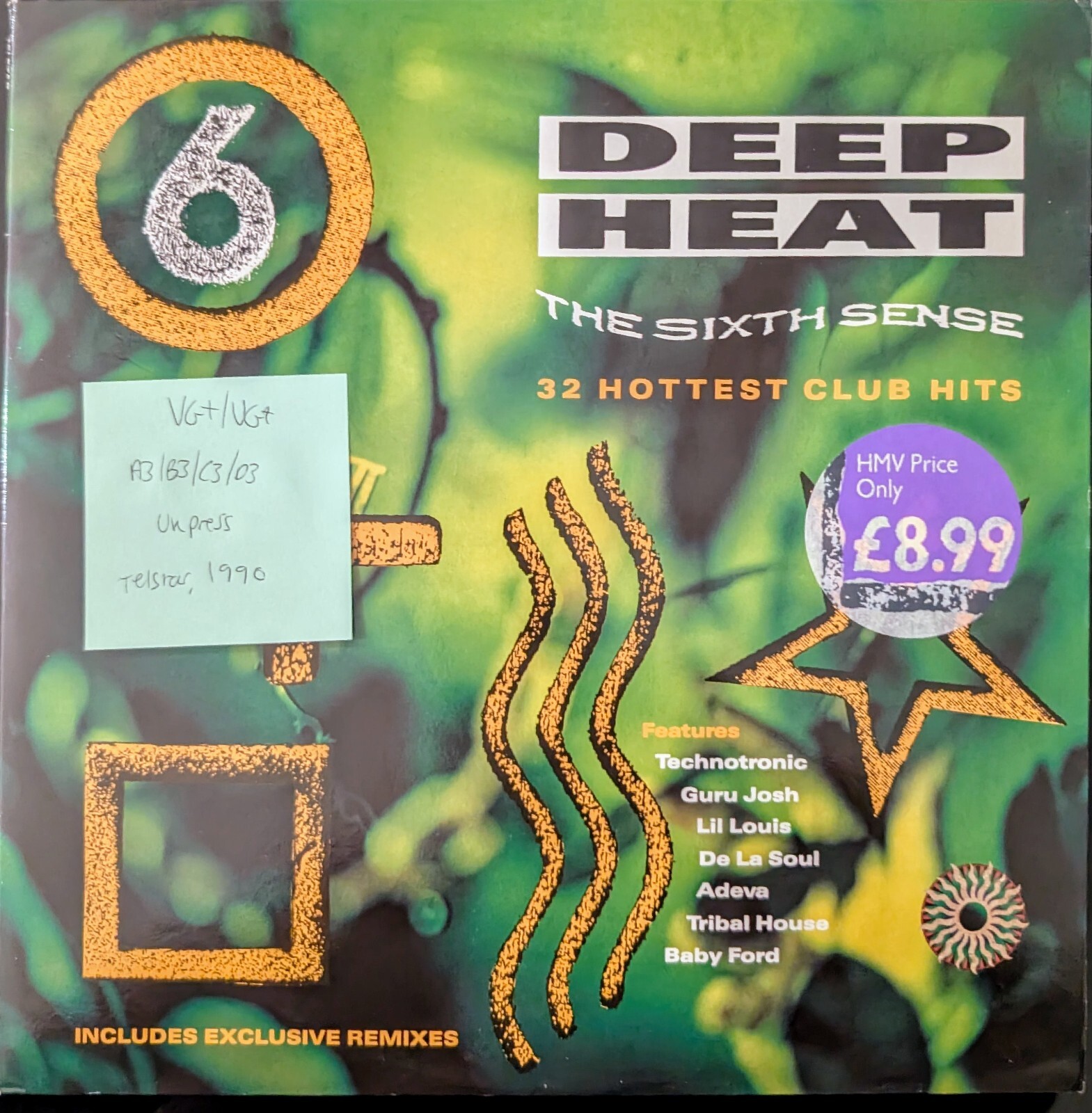 Deep Heat 6 The Sixth Sense Vinyl Record VG+/VG+ STAR 2412 1990