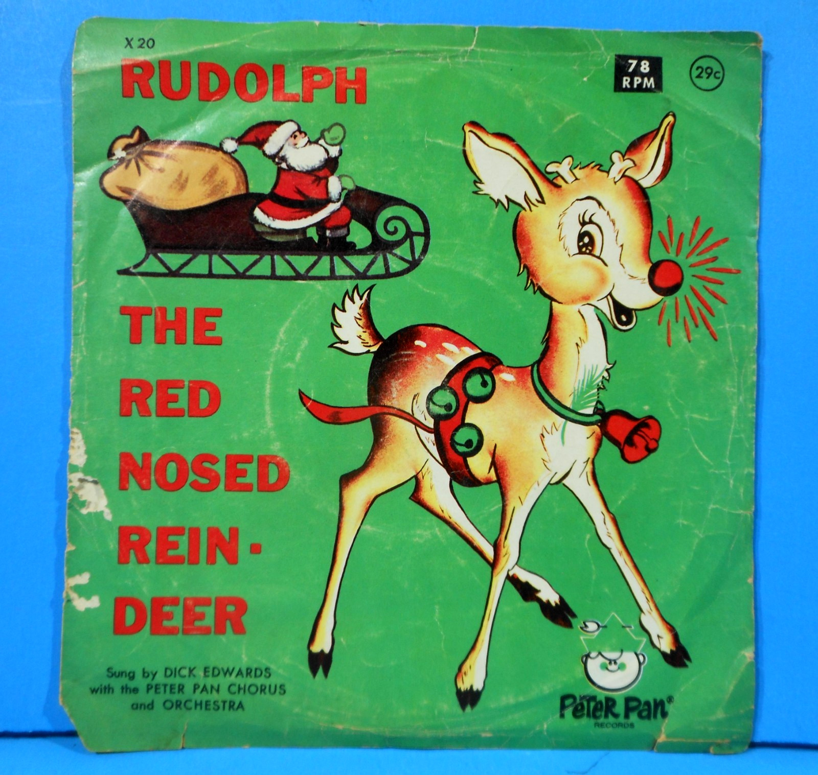 RUDOLPH THE RED NOSED REINDEER 7" 1965 PETER PAN RECORDS NICE CONDITION! VG/VG!!