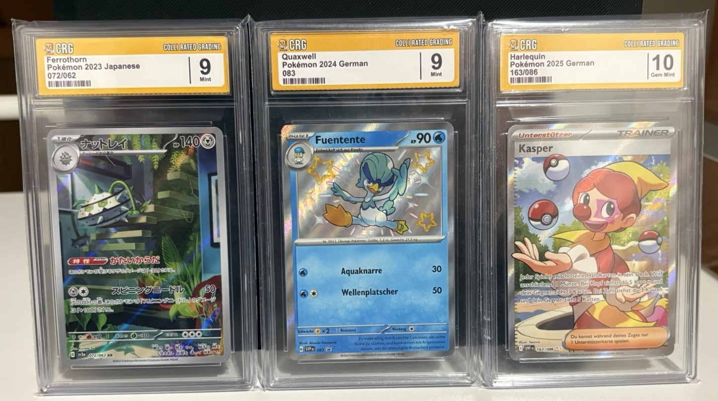 3* CRG gegradete Pokémon Karten  Ferrothorn-Quaxwell-Harlequin  