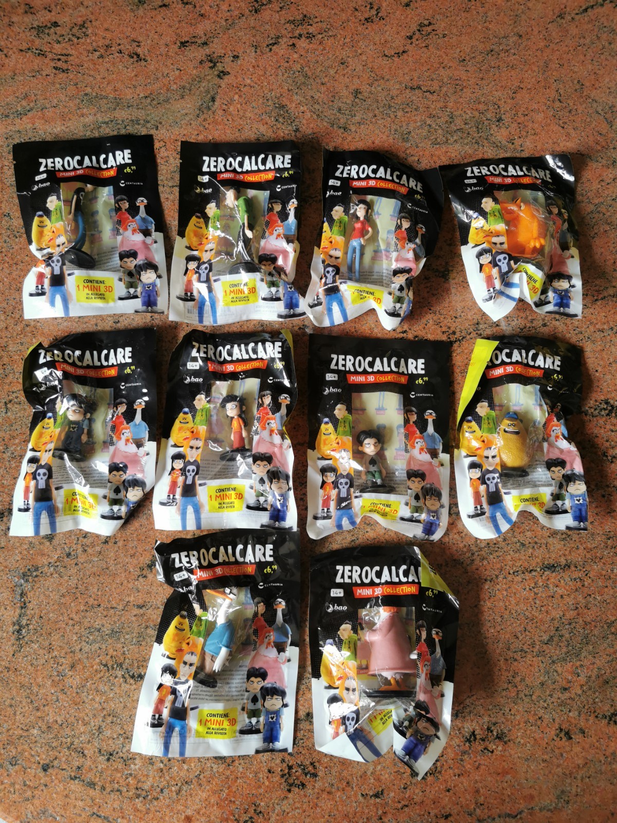 Zero Calcare Mini 3D Collection Serie Completa 10 Personaggi Sigillati Bao 