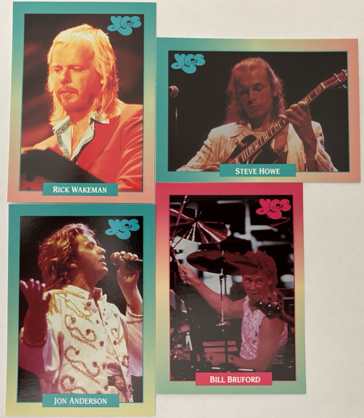 Lotto 4 carte YES 1991 Brockum Prog Rock Rick Wakeman Steve Howe Bill Bruford