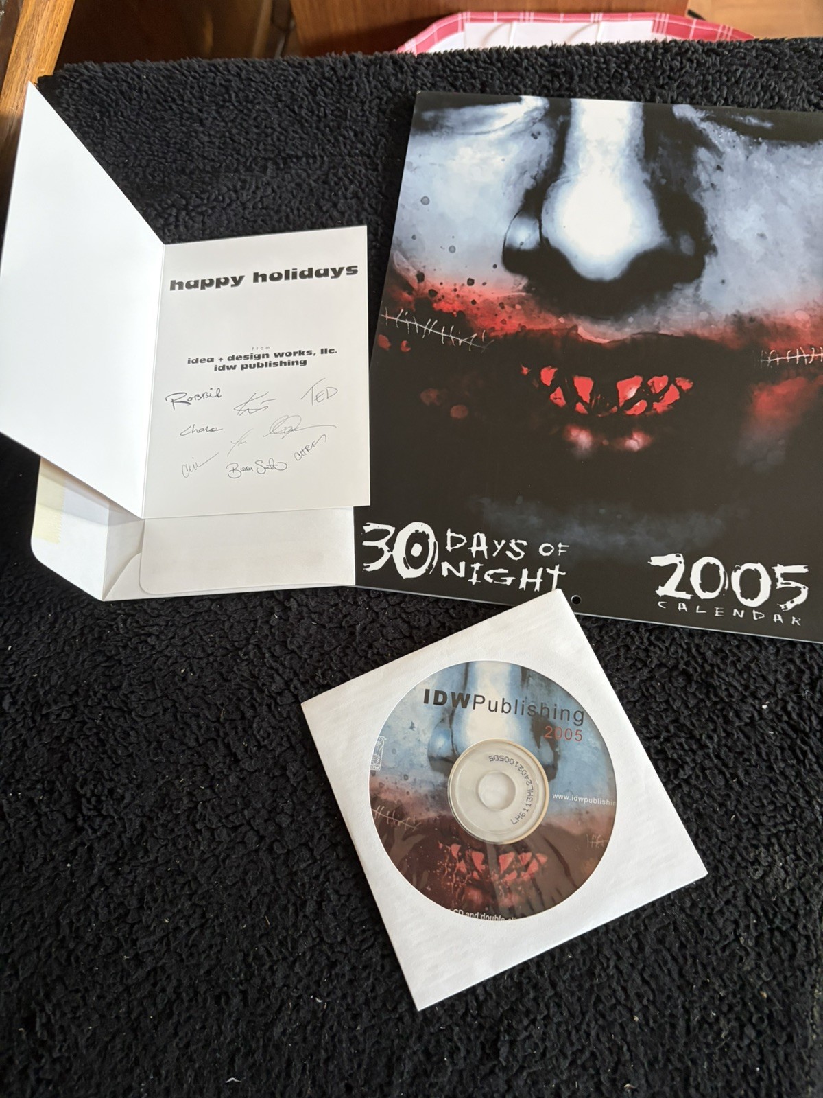 Calendario 30 Giorni di Notte 2005 + cartolina natalizia firmata, DVD pubblicazione IDW