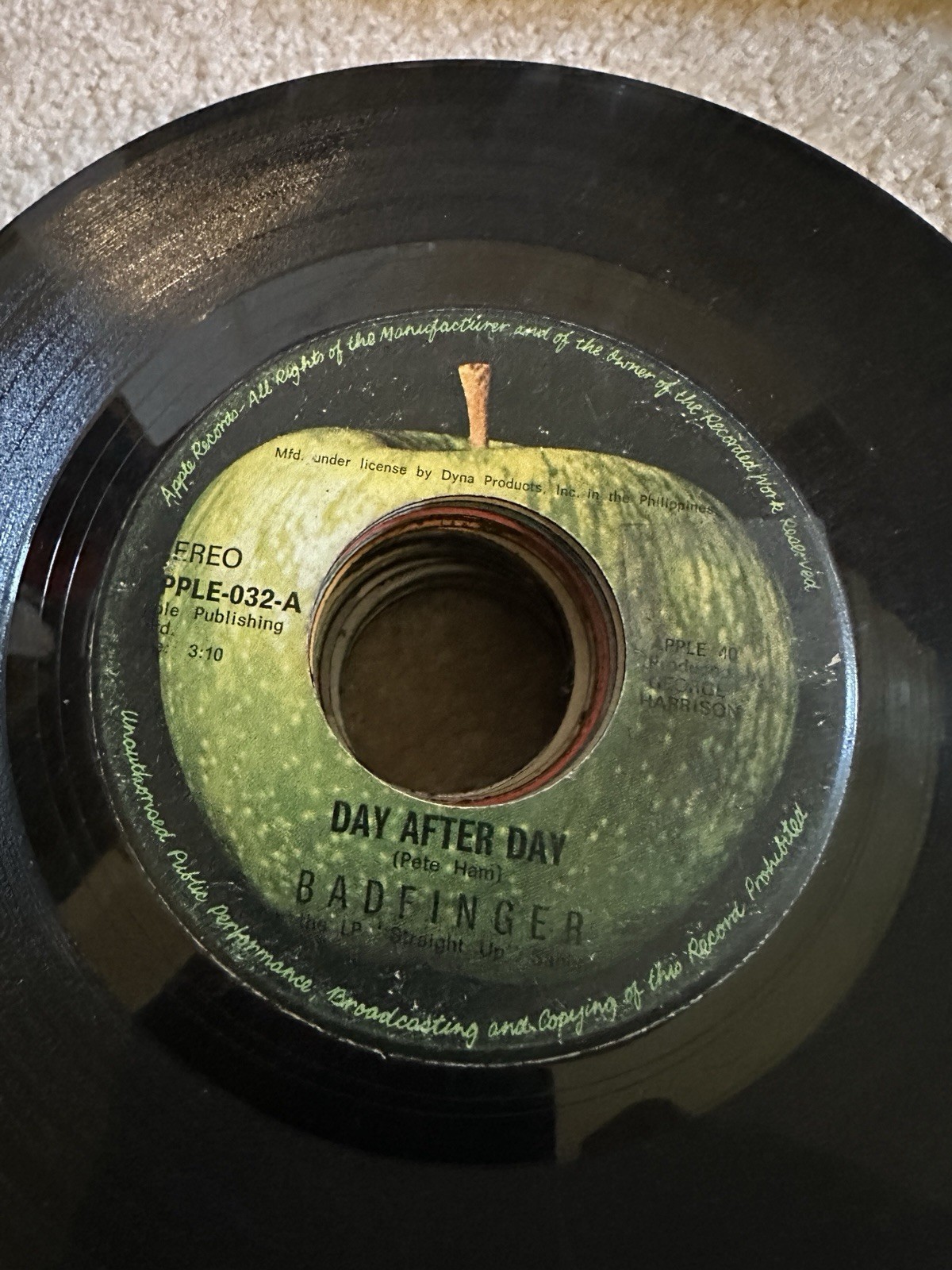 Badfinger 45 rpm Philippines 7" Day After Day APPLE-032