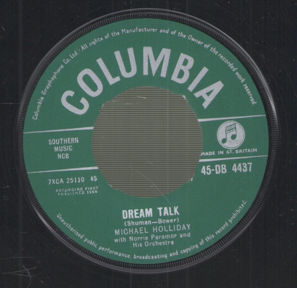 Michael Holliday Dream Talk Vinile 7" 45 RPM UK Columbia Etichetta Dinked Centre