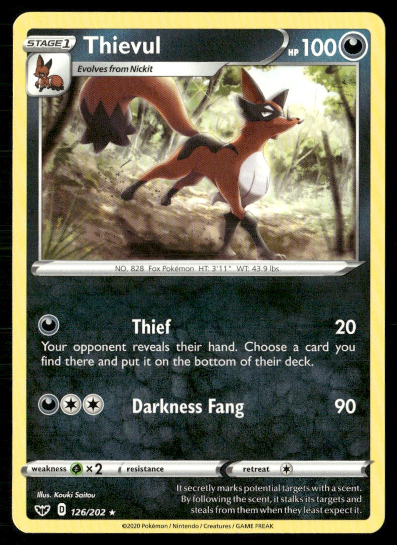 Thievul 126/202 Raro Pokemon Spada e Scudo Giocato Leggermente