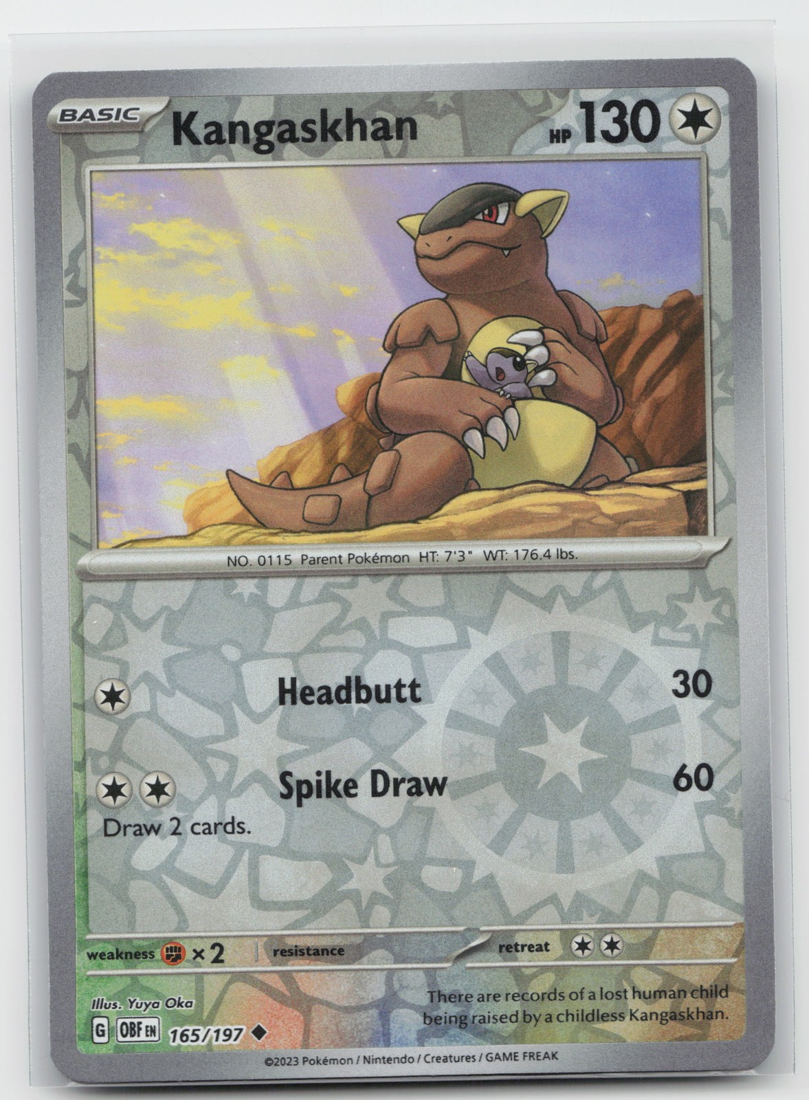 Fiamme di Ossidiana Kangaskhan 165/197 Pokemon non comune quasi nuovo Yuya Oka