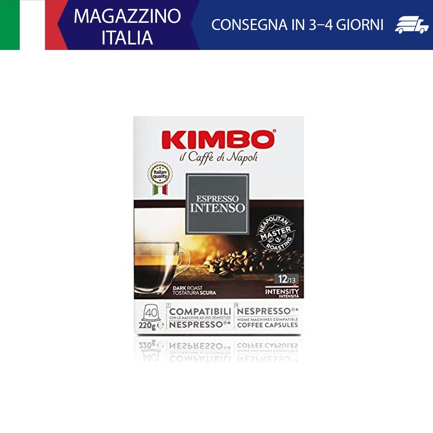 Kimbo 160 Capsule Caffè Compatibili Nespresso®, Intenso Napoletano | 4 Confezion
