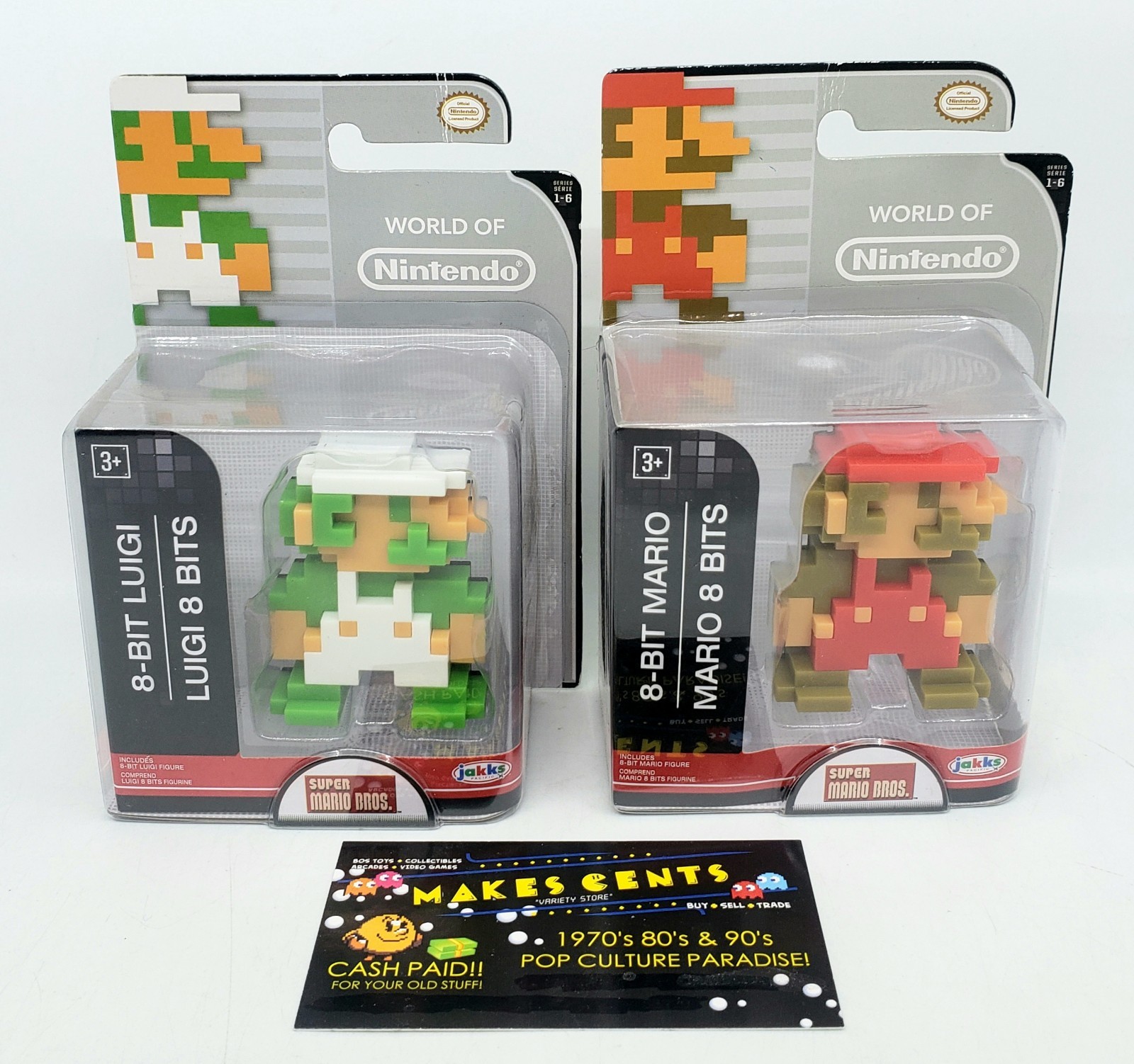 2015 World of Nintendo 8-Bit Super Mario Bros giocattolo minifigure JAKKS Mario Luigi 