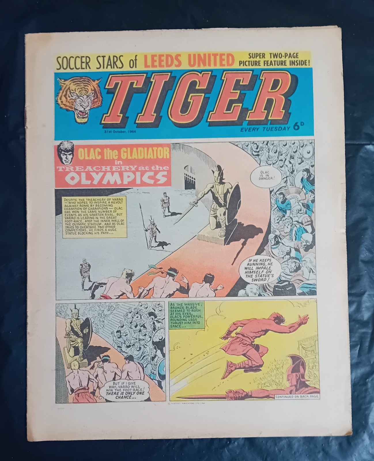 Tiger comic 31st October 1964. Roy of The Rovers/Olac the Gladiator. FN-