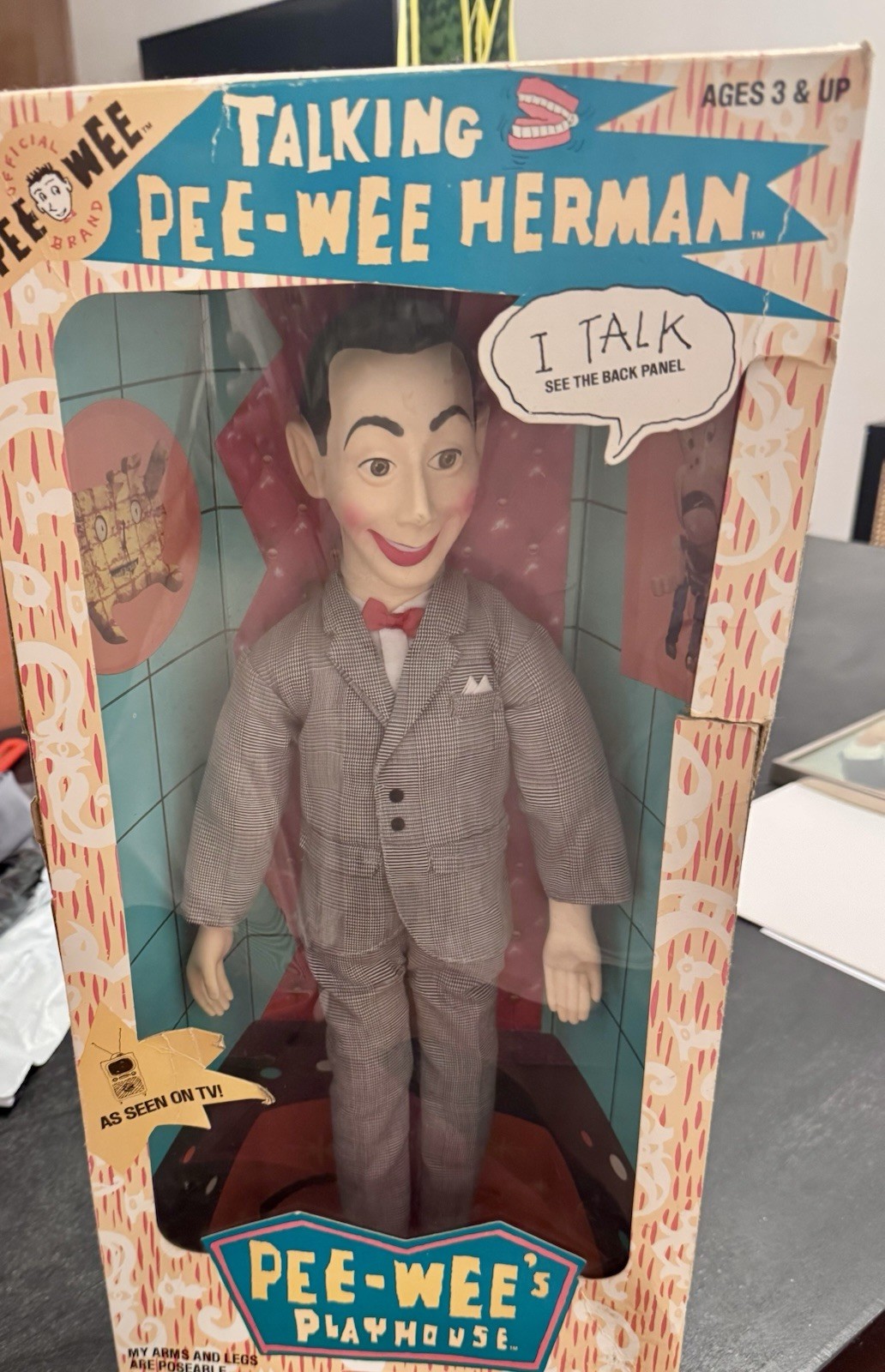 Vintage 1987 Pee-Wee Herman Talking Pull String Doll 18” FUNZIONA NUOVA CON SCATOLA/USURA