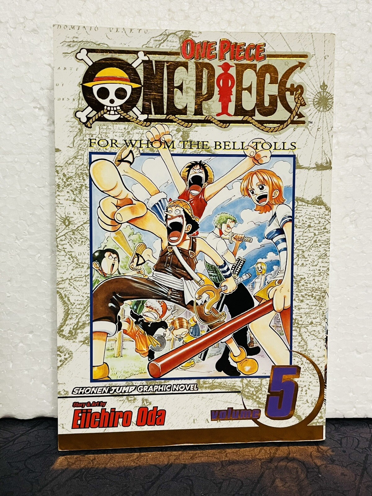 One Piece Vol 5 Gold Foil Cover prima stampa manga inglese per chi suona la campana
