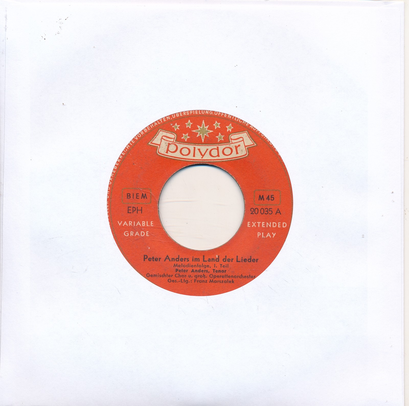 Im Land der Lieder 1. Teil - Peter Anders - Polydor - LC Single 7" Vinyl 296/02