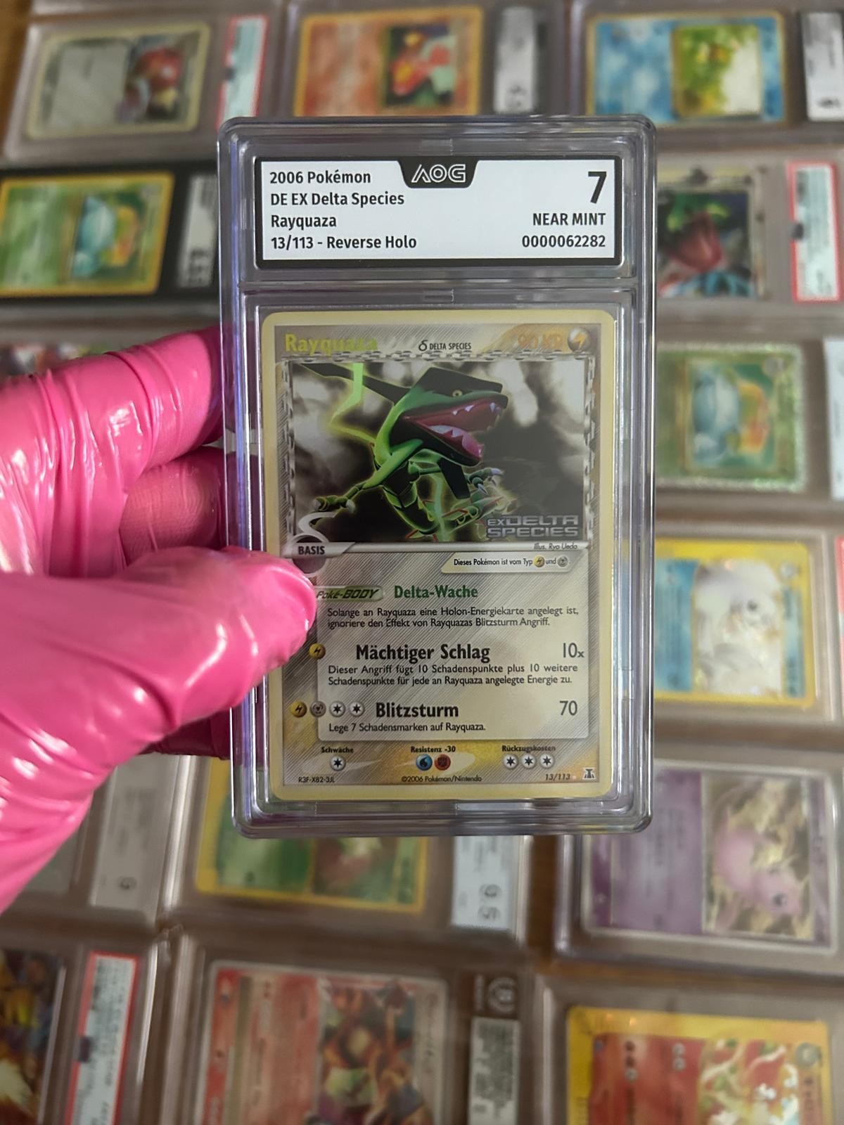 ✅ Reverse Holo Gold Stamp AoG 7 Rayquaza 13/113 Pokemon DE pSa Delta Species
