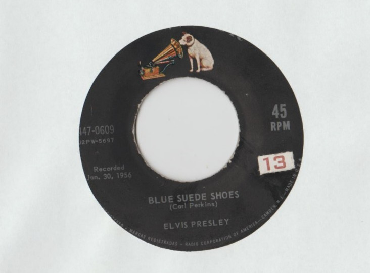 ELVIS PRESLEY Blue Suede Shoes / Tutti Frutti 45 RECORD RCA VICTOR DOG #447-0609