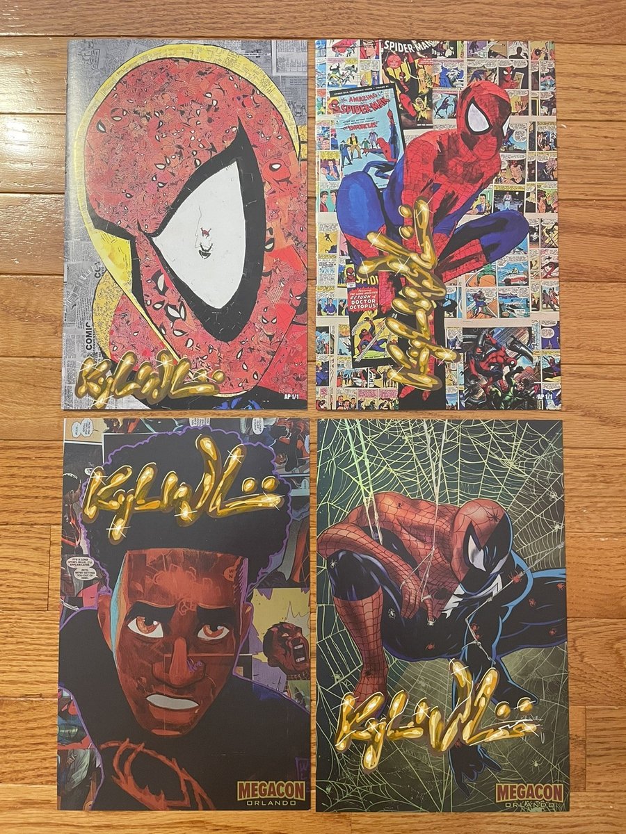 Lotto di 4 Kyle Willis Spider-Man / firmati / MegaCon Orlando / Paint Paradigm