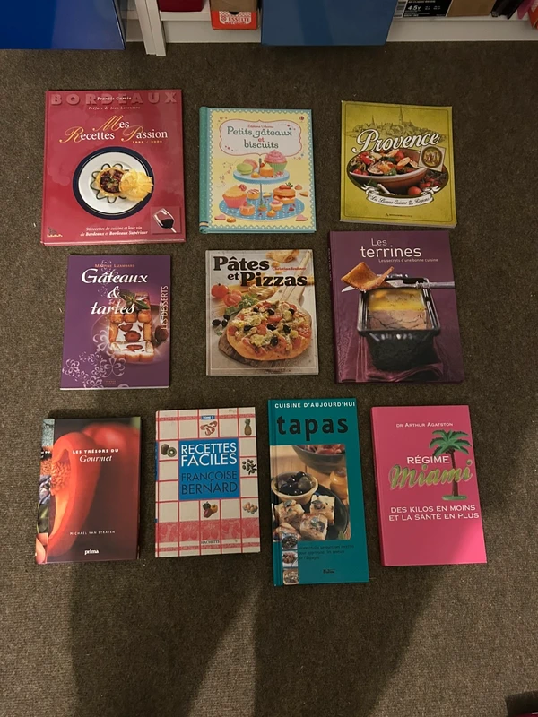 Lot de 10 livres de cuisine Tapas Tartes Pizza Gâteaux