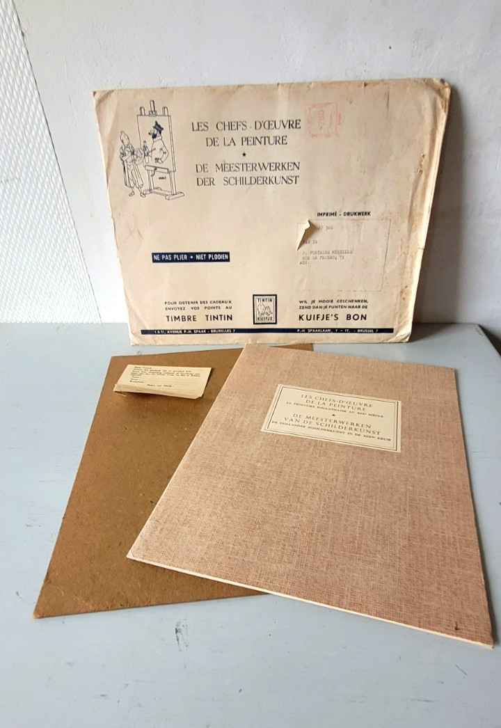 Rare Enveloppe d'expédition Timbre Tintin (Hergé) + Farde n°16 Complète 1962