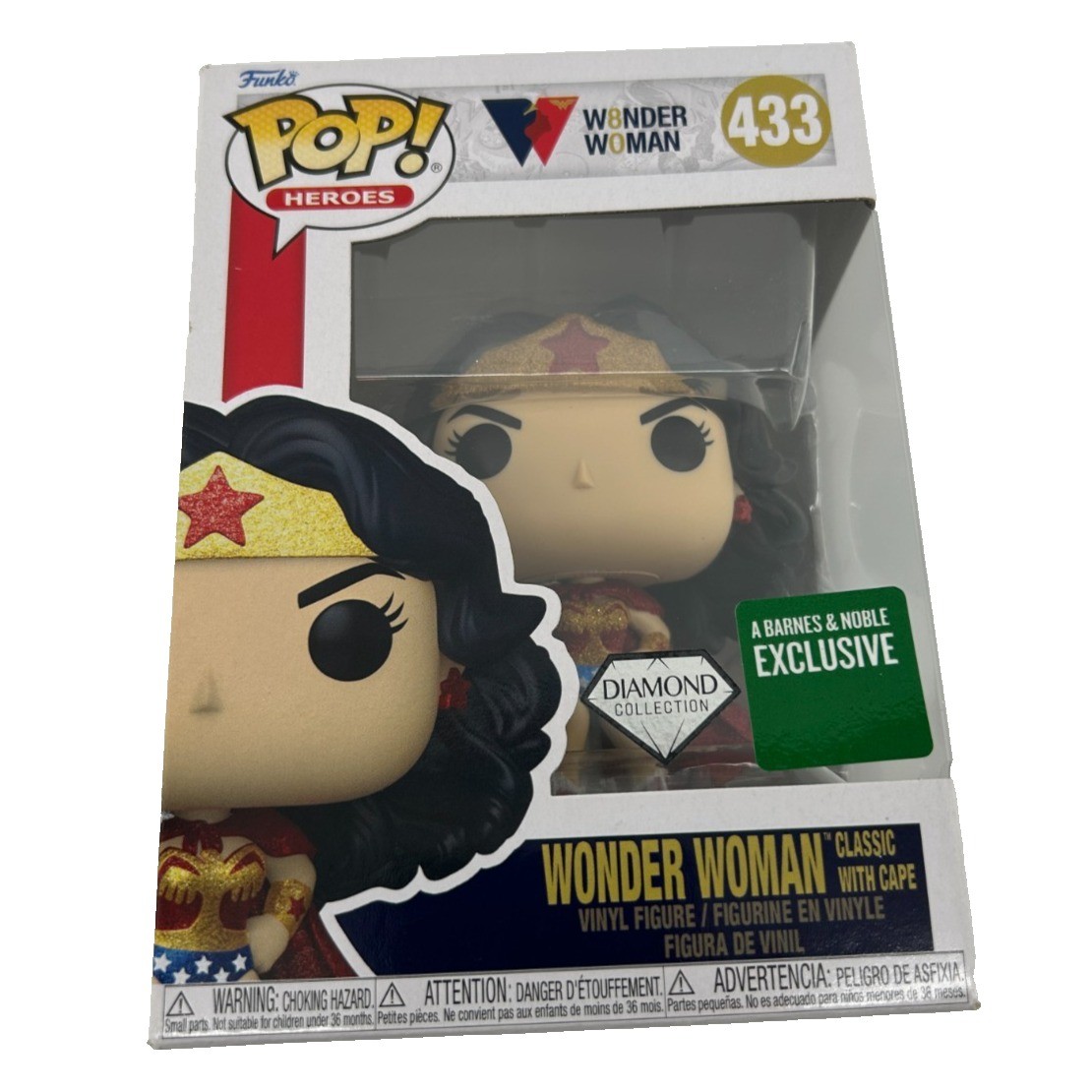 Funko Pop Wonder Woman Classic con mantello 433 Diamond Coll. Esclusiva Barnes Noble