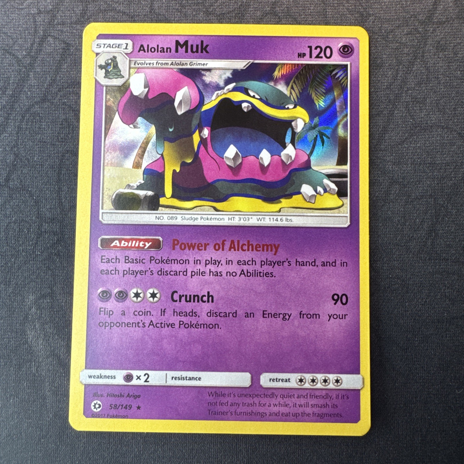 Alolan Muk 58/149 SM Set Base Holo Sole e Luna Pokemon