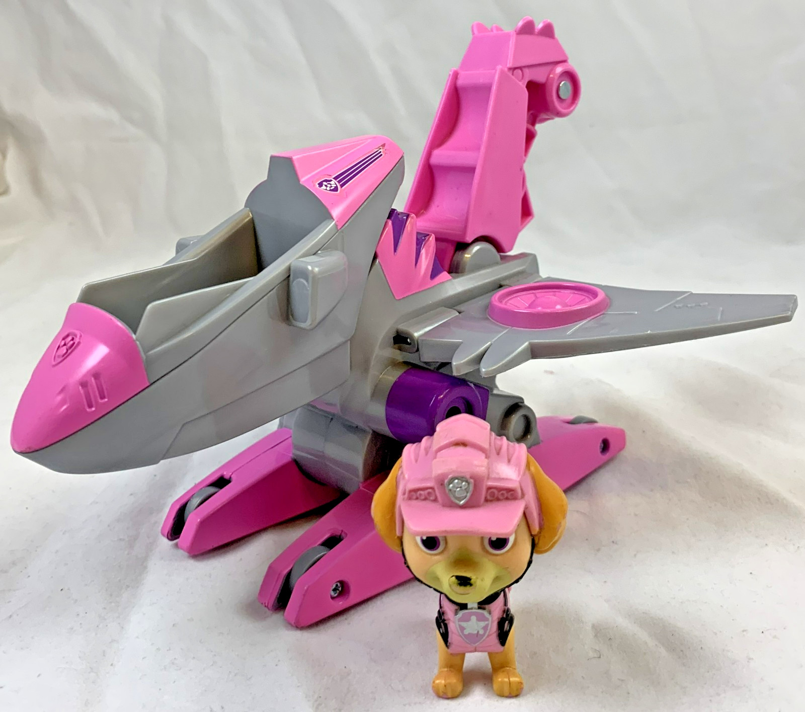 PAW Patrol Dino Rescue Skye Deluxe aereo veicolo action figure giocattolo rosa