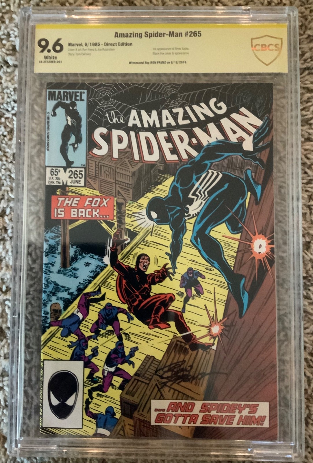 The Amazing Spider-Man #265 CBCS SS 9.6 firmato da Ron Frenz (1° zibellino argento)