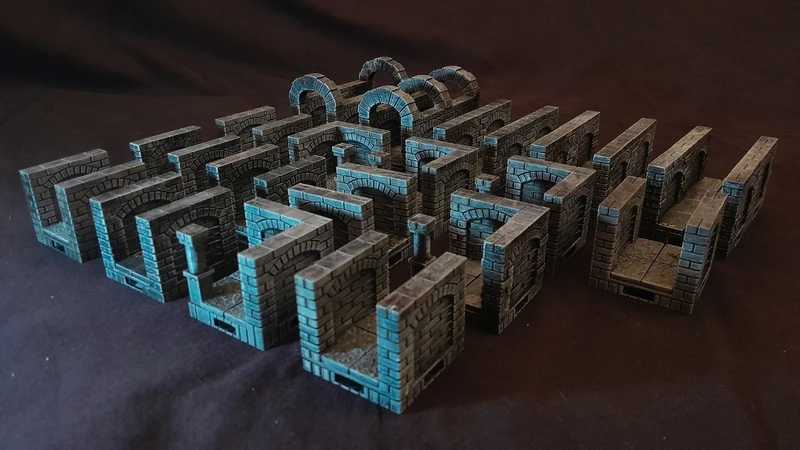 Pack d'expansion couloirs imprimé 3D peint pour jeux de rôle (D&D, Pathfinder, Warhammer, JDR)