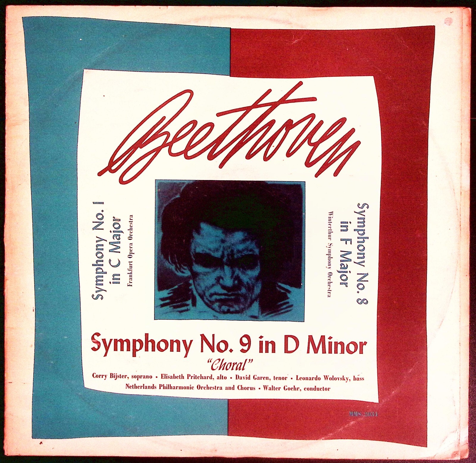 BEETHOVEN SYMPHONY NO 9 IN D MINOR "CHORAL" MMS-2034 VINYL 2-LP SET 213-51