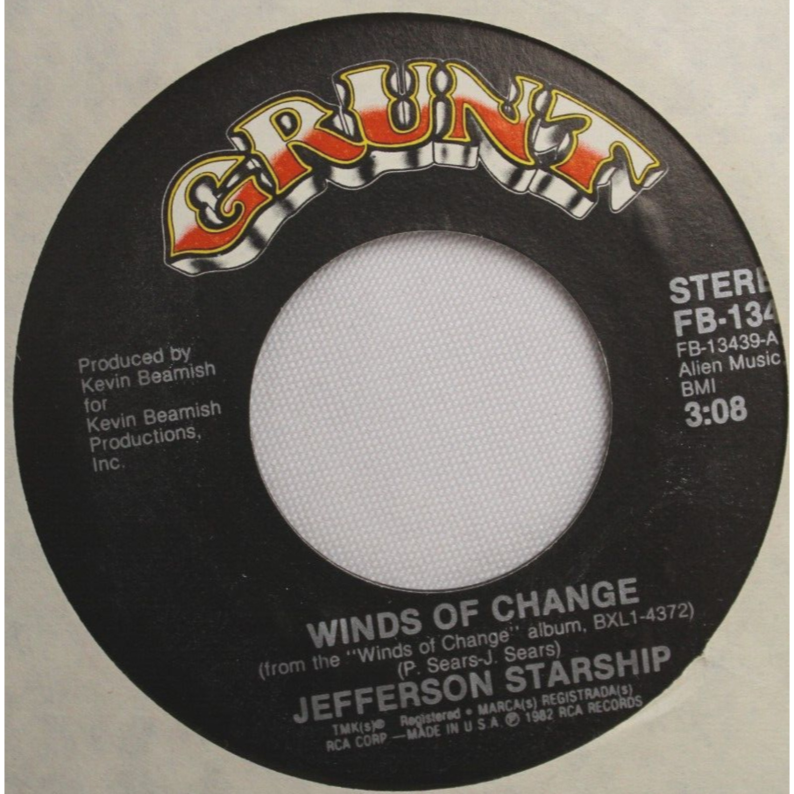 JEFFERSON STARSHIP WINDS OF CHANGE / BLACK WIDOW 45 7" VINYL RECORD VG+ GRUNT
