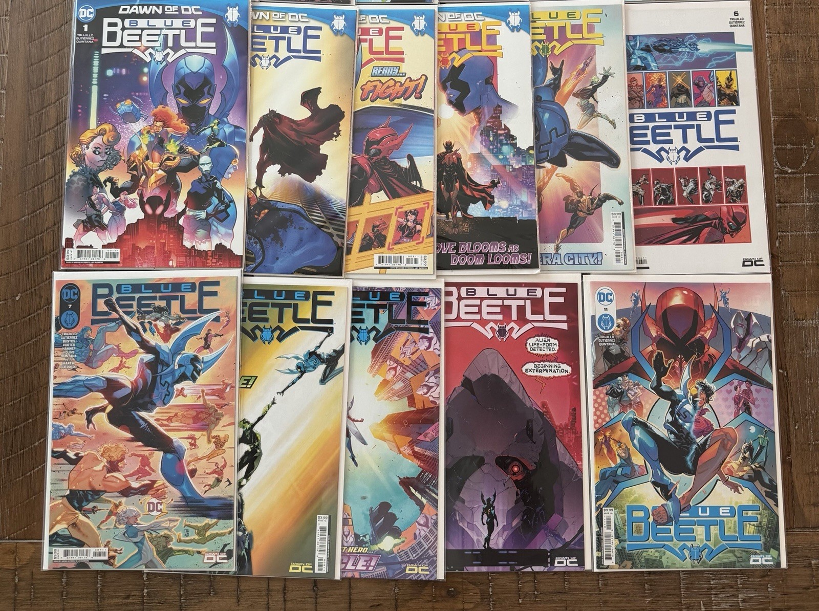 Lotto set completo Blue Beetle 1-11 DC Dawn of DC Series 2023 Jaime Reyes Ted Kord