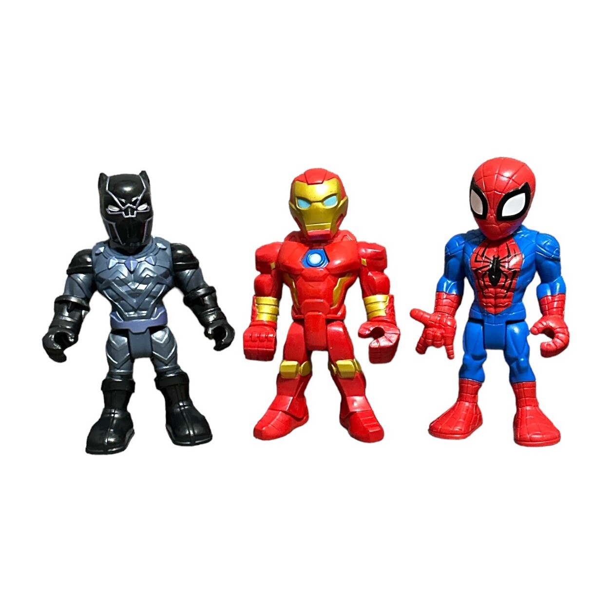 3 Personaggi Playskool Marvel SuperHero Adventures Pantera Nera Spiderman Iron Man