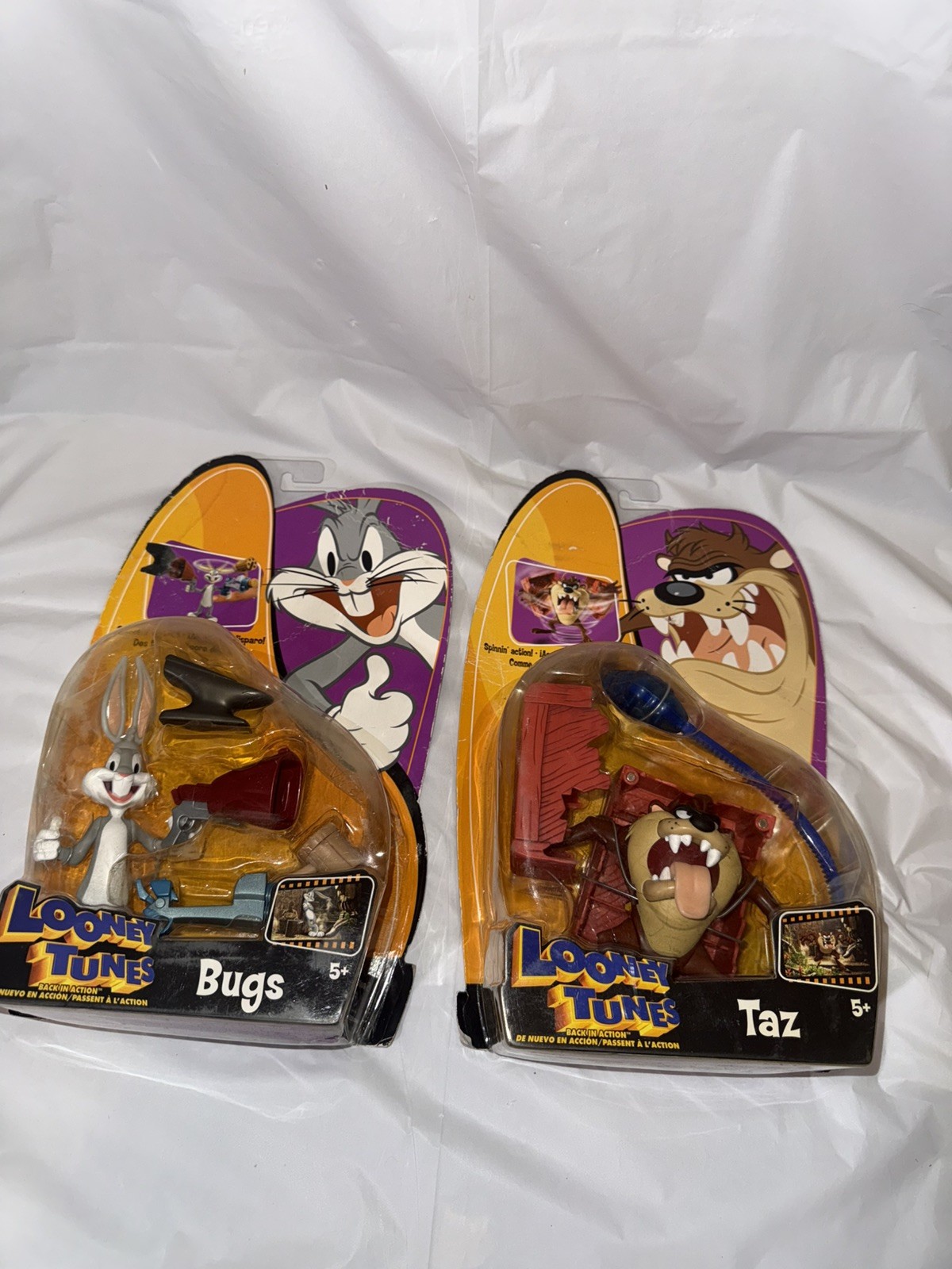 Looney Tunes Back in Action Figure BUGS BUNNY & TAZ Giocattolo Mattel 2003 Nuovo con scatola